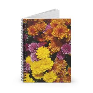 Spiral Notebook – Colorful Fall Mums in Vibrant Yellow, Rust and Purple, Ruled Line, Writing Journal, Cute Back to School Gift, Floral