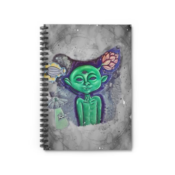 Alien Spiral Notebook, Martian with Third Eye, Sci-Fi Journal, Funny Space Stationery