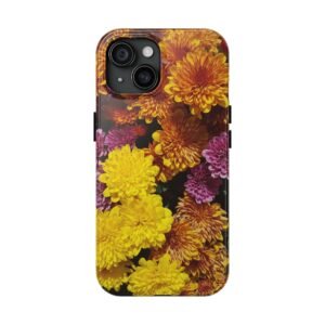 Phone Case, Colorful Fall Mums Protective Cover for iPhone and Samsung, Autumn Floral Print, Hard Shell Cover, Gift for Nature Lovers,