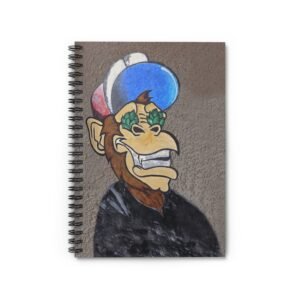 Cartoon Gorilla Spiral Notebook – Ruled Line, Cap and Leafy Eyebrows Design, King of the Jungle