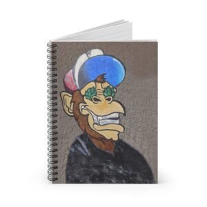 Cartoon Gorilla Spiral Notebook – Ruled Line, Cap and Leafy Eyebrows Design, King of the Jungle