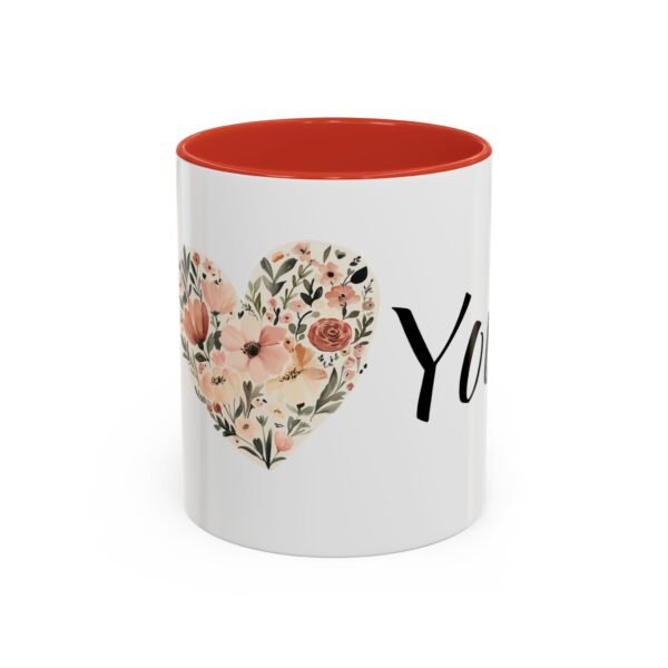 Coffee Mug - I Heart You with Flower Design - 11, 15oz - Image 13