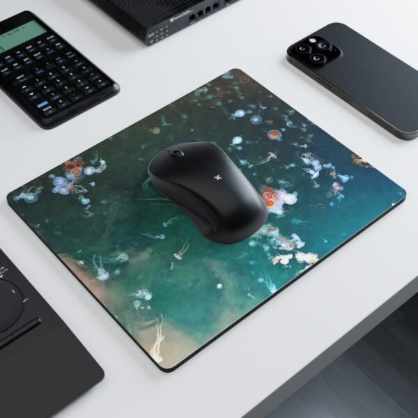 Mouse Pad - Jellyfish and Starfish in Emerald Green Water Design - Image 2