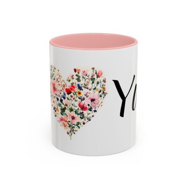 Coffee Mug - I Heart You with Flower Design - 11, 15oz - Image 13