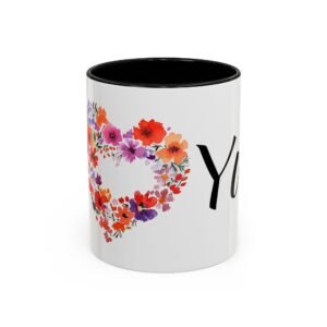 Coffee Mug – I Heart You with Beautiful Flower Heart Design – 11, 15oz