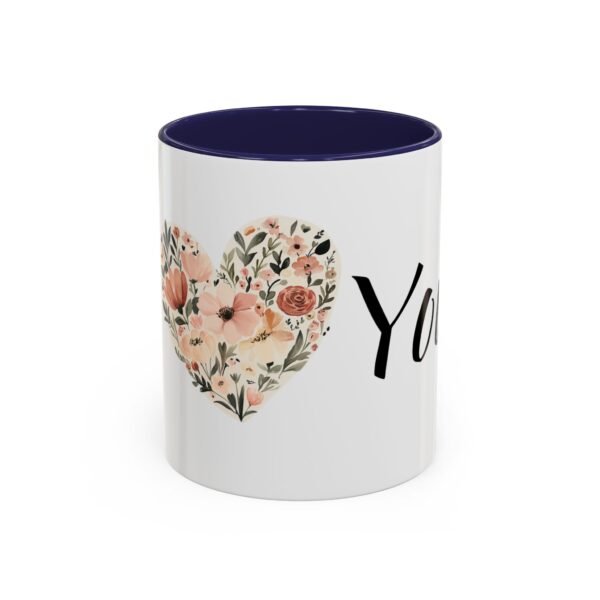 Coffee Mug - I Heart You with Flower Design - 11, 15oz - Image 5