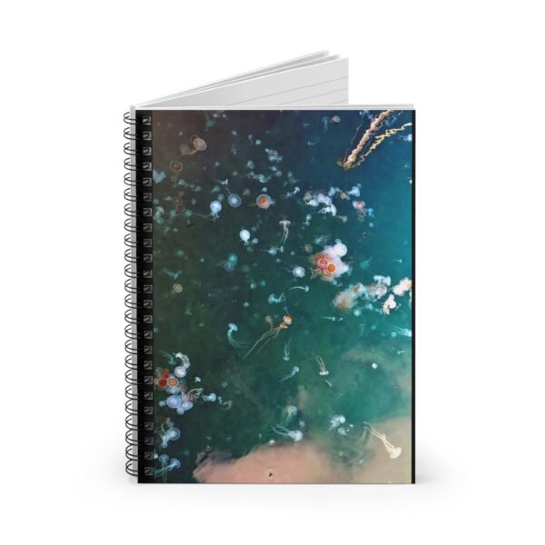 Ruled Line Spiral Notebook - Jellyfish and Starfish in Emerald Water - Image 2