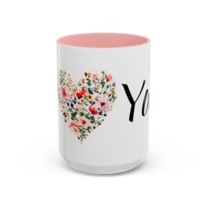 Coffee Mug – I Heart You with Flower Design – 11, 15oz