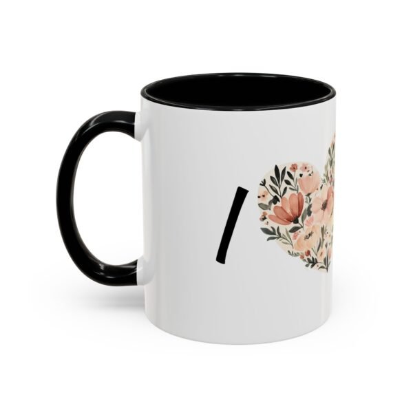 Coffee Mug - I Heart You with Flower Design - 11, 15oz - Image 3