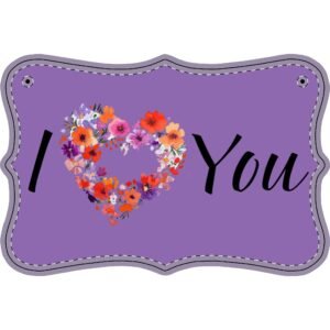 Wood Panel Painting Wall Art – I Heart You in Flowers Design