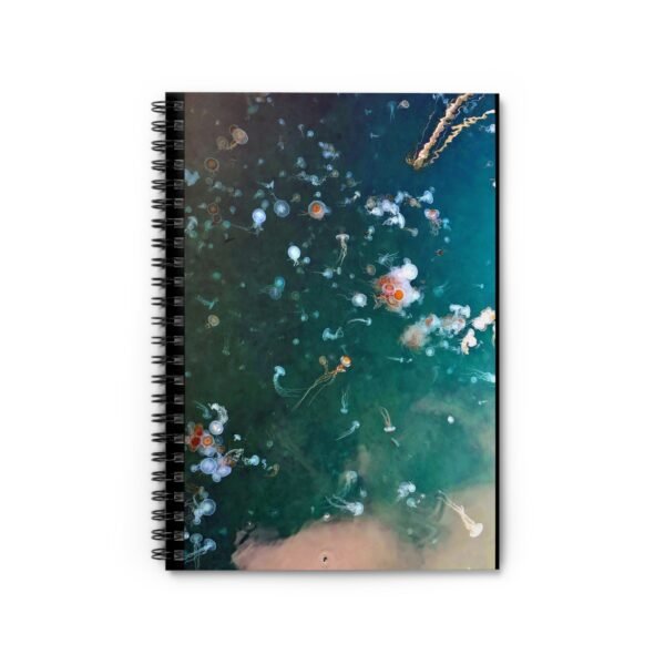 Ruled Line Spiral Notebook - Jellyfish and Starfish in Emerald Water