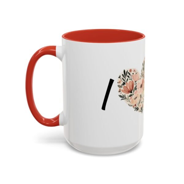 Coffee Mug - I Heart You with Flower Design - 11, 15oz - Image 39