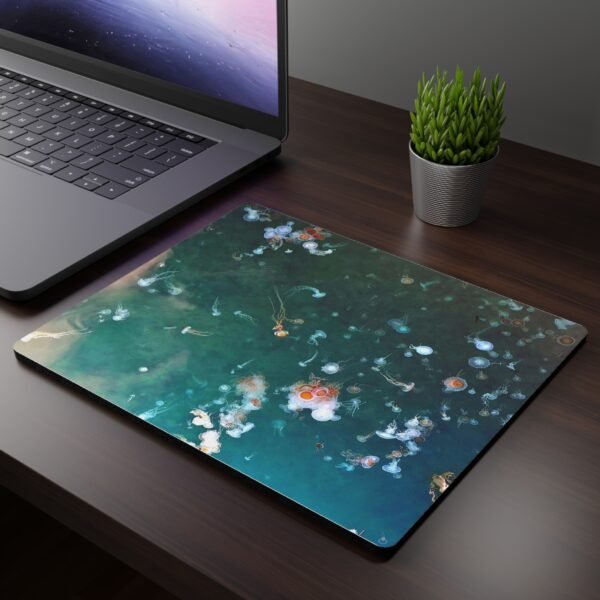 Mouse Pad - Jellyfish and Starfish in Emerald Green Water Design - Image 3