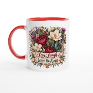 Love, Laugh, Leave Me Alone Floral Heart – 11oz Ceramic Mug